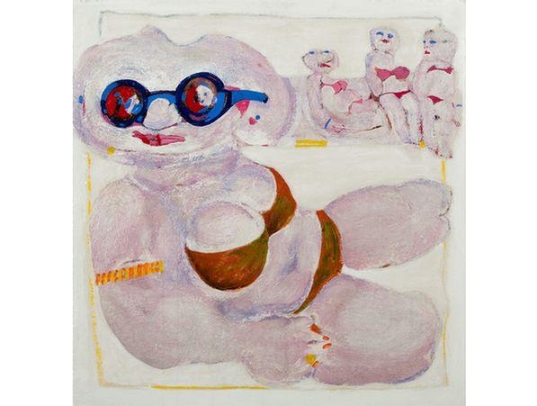 Artwork by Robert Hodgins, Any Summer, Any Beach, Made of oil on board