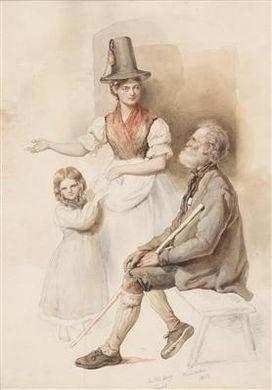 An old man, a young woman, a girl, study