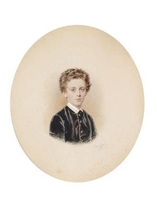 A portrait of a boy with shaggy hair by Josef Kriehuber, 1872