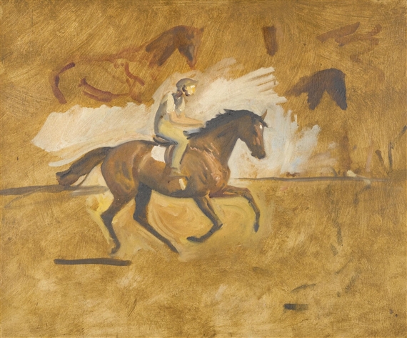 STUDY FOR EARLY MORNING NEWMARKET HEATH by Sir Alfred James Munnings