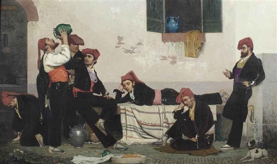 Catalan dancers at rest by Henri Taurel, 1873