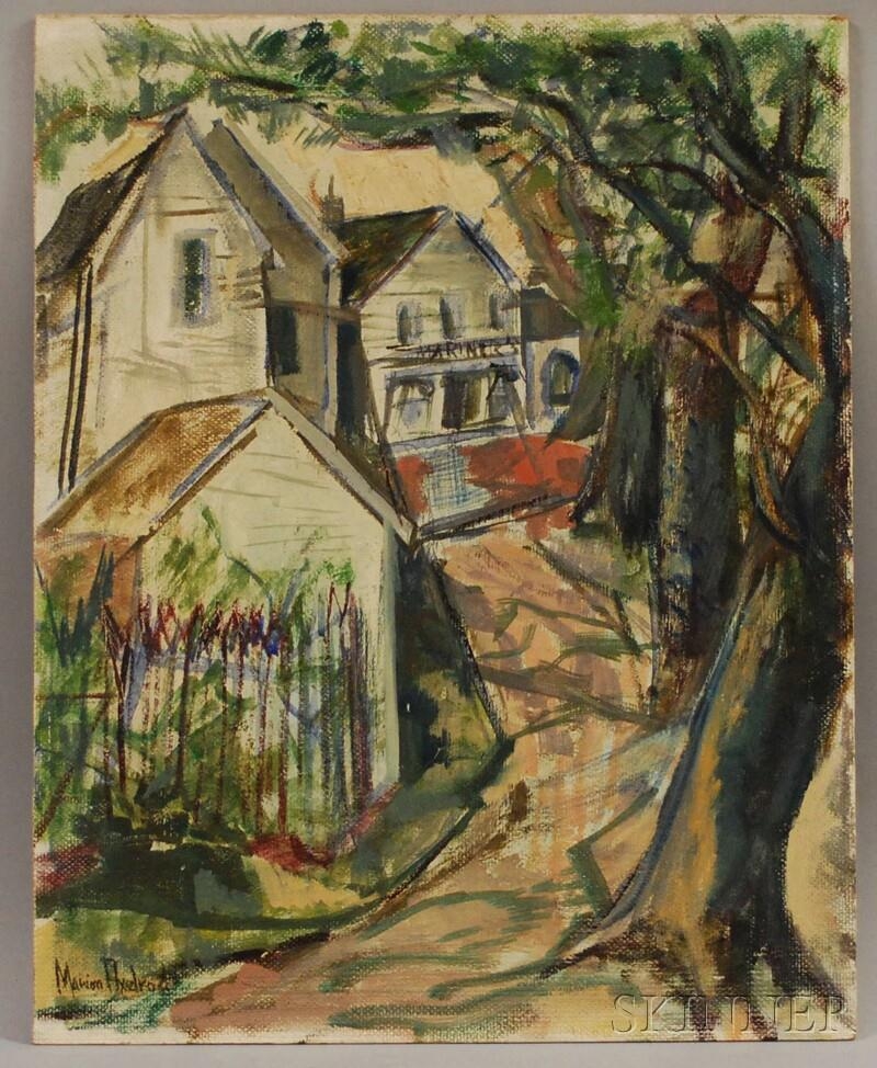 Artwork by Marion Axelrod, Village View, Made of Oil on Masonite