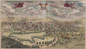 The North Prospect of the Town of Hertford from Porthill - John Drapentier