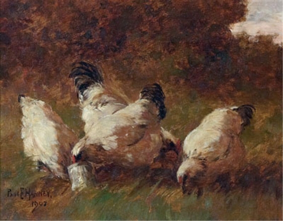 Four White Chickens by Paul Harney, 1907
