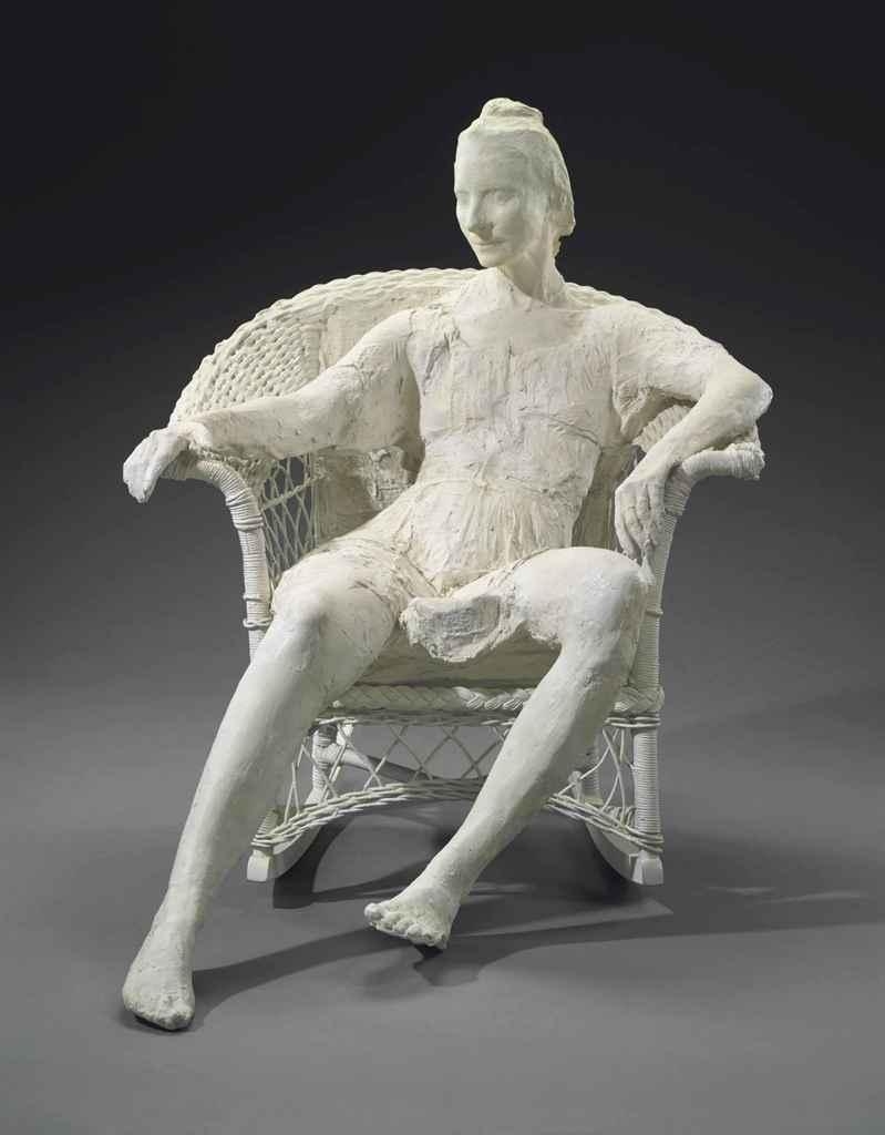 Woman on White Wicker Chair by George Segal, 1985