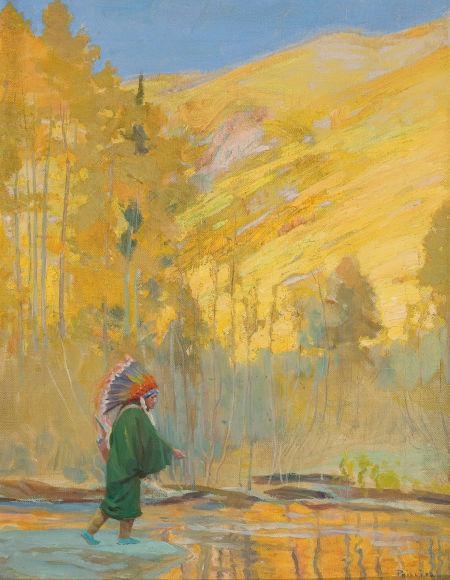 Artwork by Bert Phillips, Indian Aspens, Made of Oil on canvas