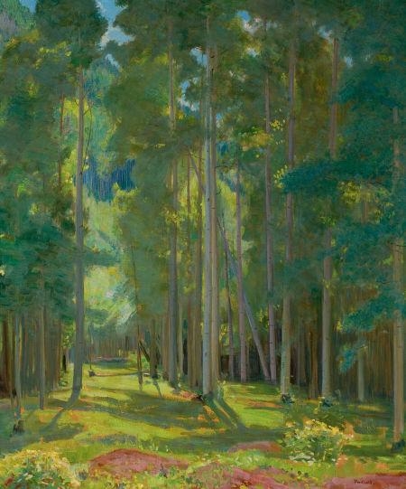 Artwork by Bert Phillips, Afternoon in the Aspens, Made of Oil on canvas