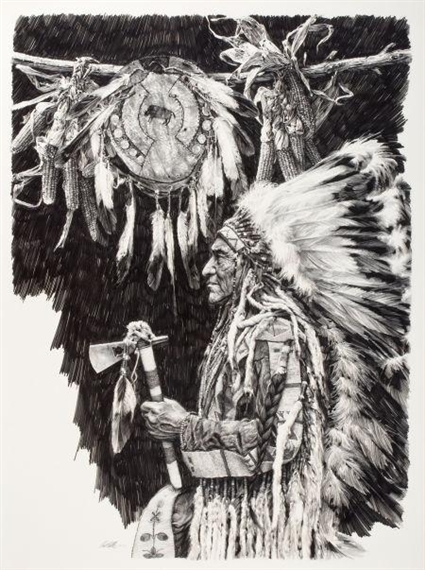 Paul Calle | Chief Wolf Plume (1974) | MutualArt