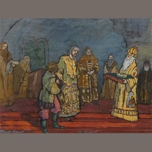 A scene from Boris Godunov by Fedor Fedorovich Fedorovsky