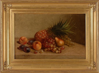 Still life of a pineapple, grapes and other fruit - Arnoud Wydeveld