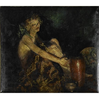 Untitled (Model with Red Vase) - Indiana Gyberson