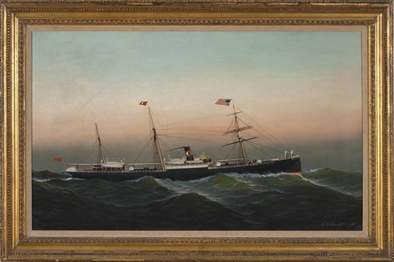 THE STEAMSHIP SOMERSET by Antonio Jacobsen, 1879