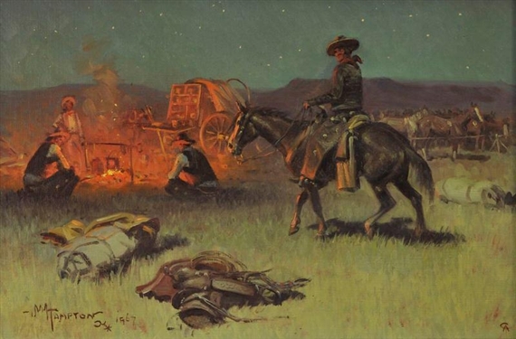 Campfire Gathering by John Hampton, 1967