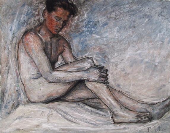 Artwork by Rod Judkins, Untitled - Portrait of Nude Young Man 3, Made of Pastel on Paper