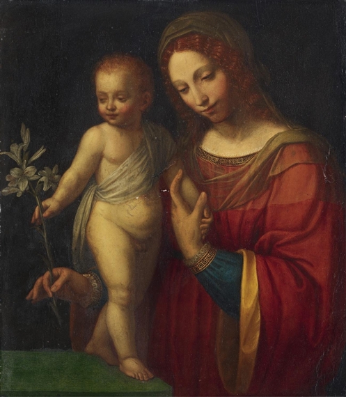 Bernardino Luini | The Virgin with Child holding a branch of lilies ...