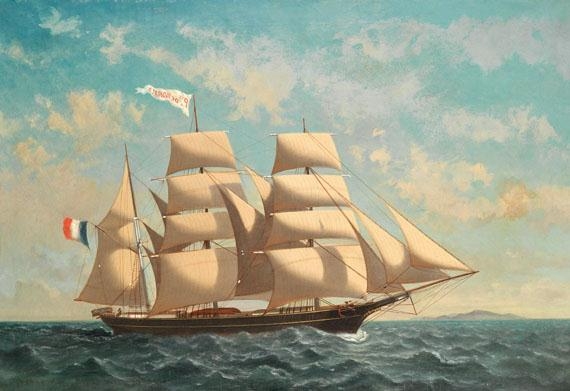 Artwork by Jules Brun, Französische Bark "Prince de Monaco", Made of Oil on canvas