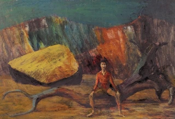 BOY ON A LOG by Russell Drysdale, 1953