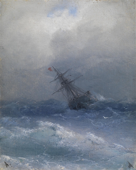 Ship in Storm by Ivan Aivazovsky