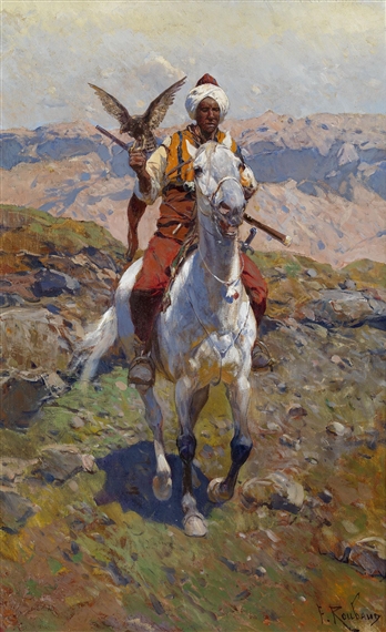 Caucasian Horseman with a Falcon by Frants Alekseevich Rubo