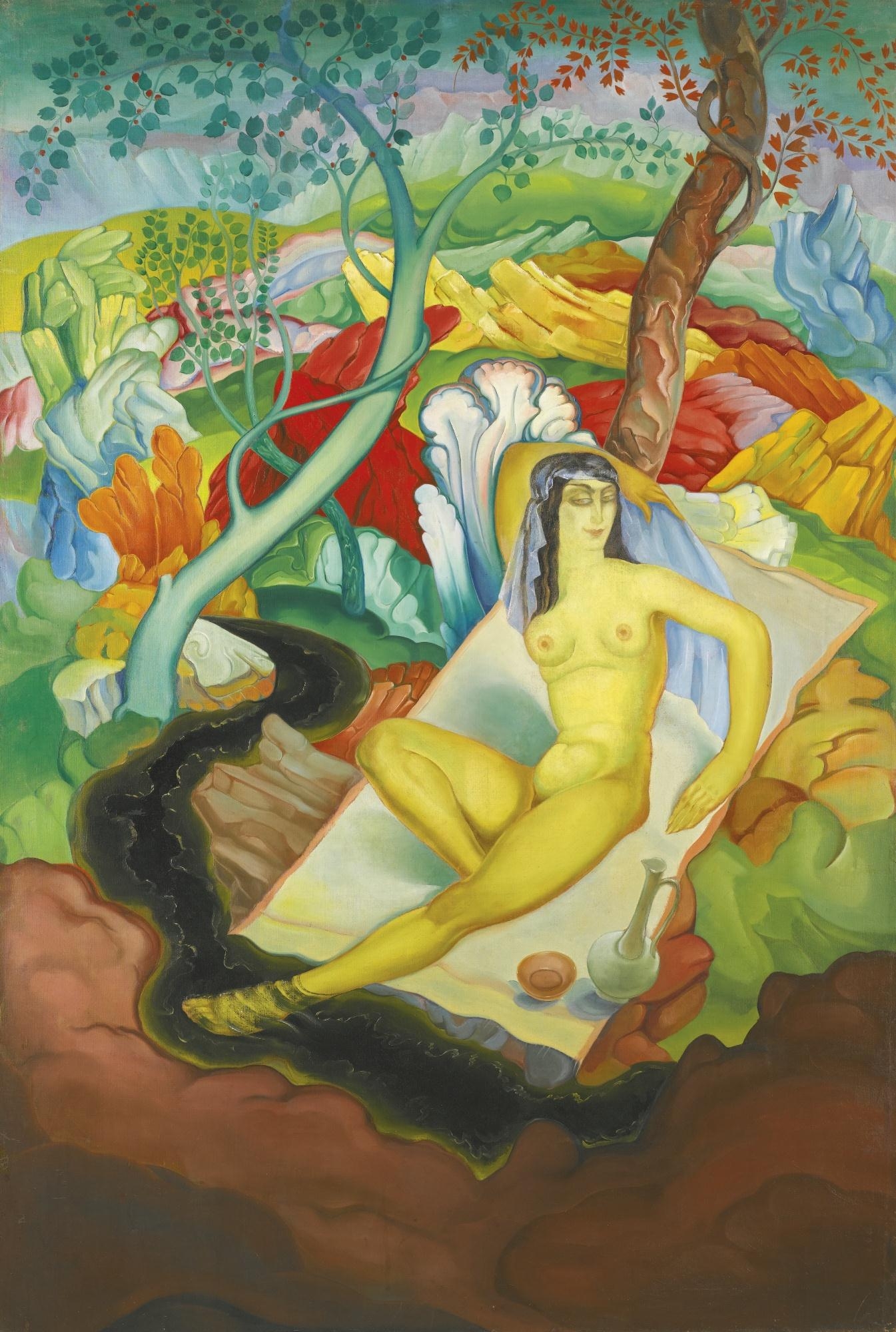 Artwork by Lado Davidovich Gudiashvili , BY THE BLACK STREAM, Made of oil on canvas