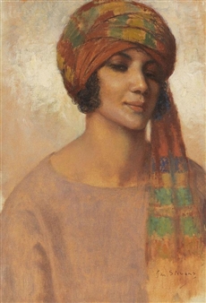 Frau mit Turban - Gustave-Max Stevens