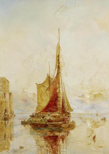 Fishing boat at sea by William Joseph Julius Caesar Bond