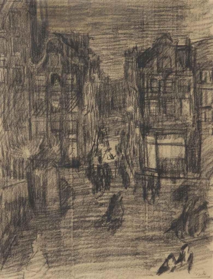 Singel 182-184 with the Oude Leliestraat seen from the Torensluis, Amsterdam by Isaac Israëls