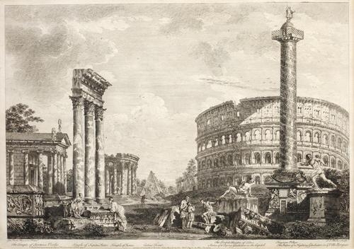 Temple of Minerva and other classical ruins in Italy by Giovanni Paolo Pannini