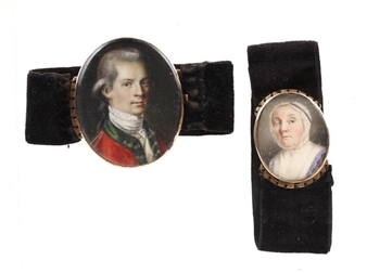 An Officer, wearing red coatee with green facings, white waistcoat, chemise, stock and cravat, his wig powdered, worn en queue and tied with a black ribbon bow - Irish School, 17th Century