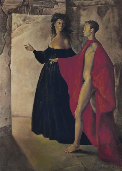Leonor Fini | Dans la tour (Autoportrait avec Constantin Jeleński