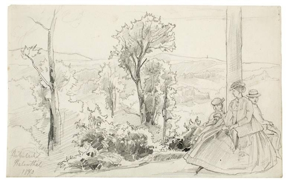 LANDSCHAFT MIT FRAU UND ZWEI KINDERN (STÜTZERBACH RABENTHAL)