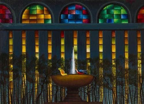August Mosca | Fountain in Bryant Park (1946) | MutualArt