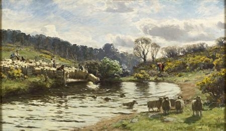 Sheep plunging by David Farquharson, 1883