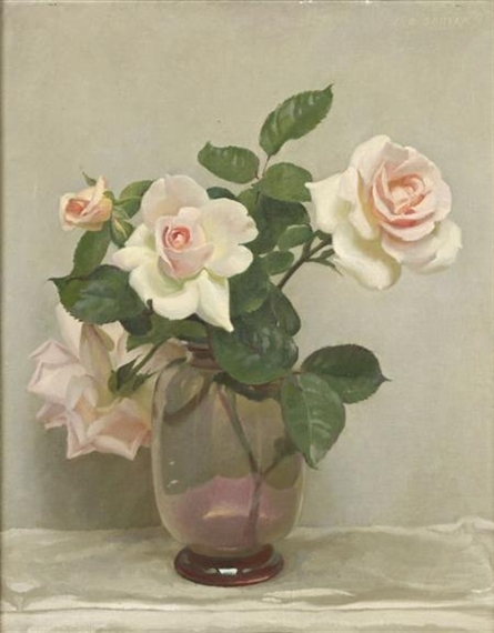 Still life of pink roses by John Bulloch Souter