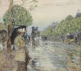 Artwork by Childe Hassam, Rainy Day, On the Avenue, Made of oil on canvas