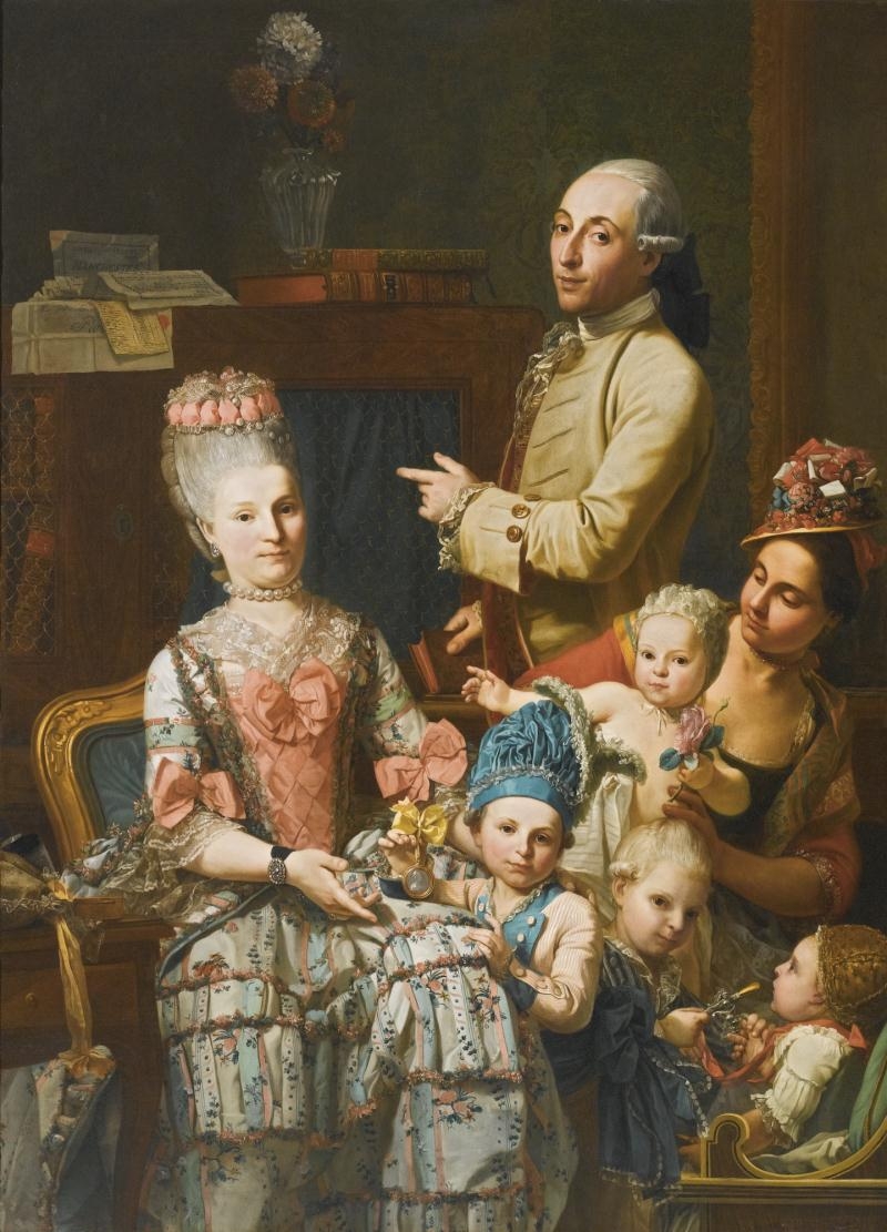 PORTRAIT OF ANTONIO GHEDINI AND HIS FAMILY by Giuseppe Baldrighi