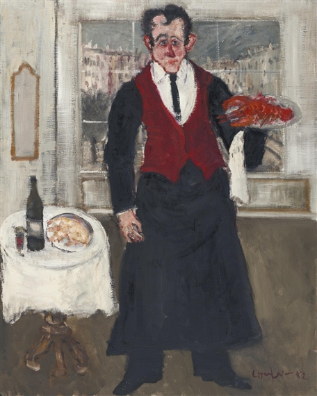WAITER WITH LOBSTER by Leopold Häfliger, 1982
