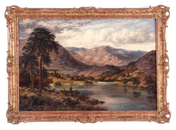 Boating Scene On A Mountain Lake by Albert Edmund Gyngell, 1874