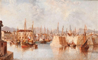 Old harbour in Nice - Emile-Raphael Marechal