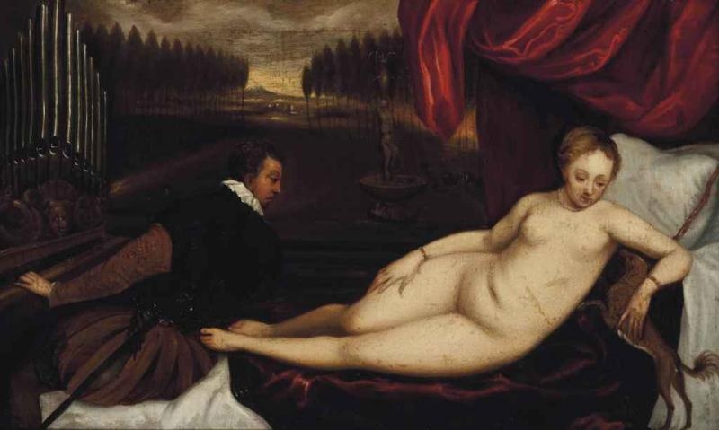 Reclining Venus with an organ player by Titian