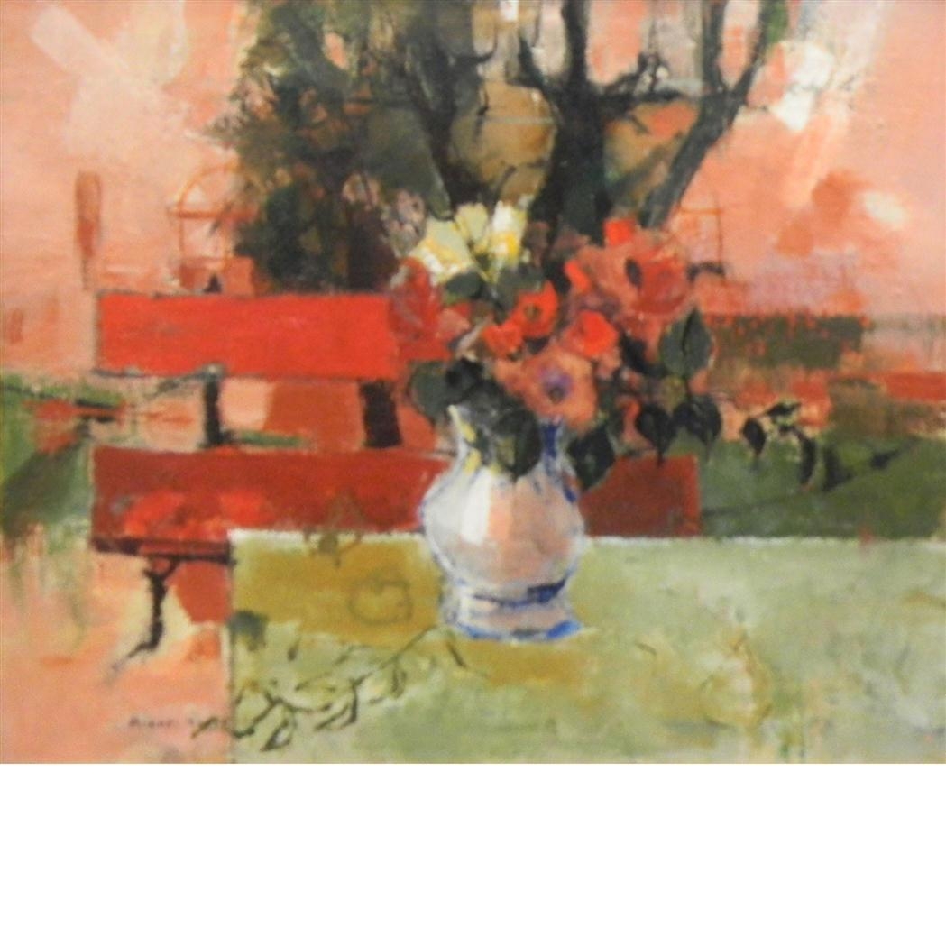 Artwork by Michel Rodde, Fille aux Fleurs, Made of Oil on canvas