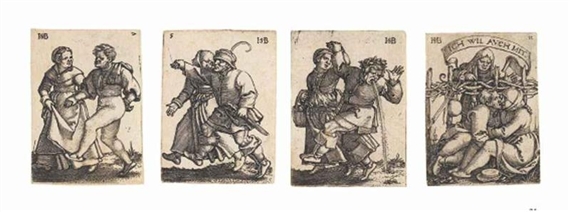 Set of 12 Works: The Peasants' Feast (B., Holl. 166-177; Pauli 155-166) by Hans Sebald Beham, 1537