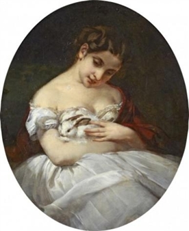 Flicka med kanin - Armand Doré