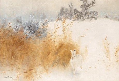 Winter landscape with hare by Bruno Liljefors, 1928