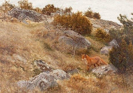 Autumn landscape with fox