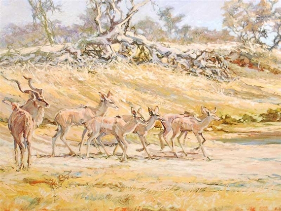 Kudu in a Dry Riverbed by Johan Grobler, 1987