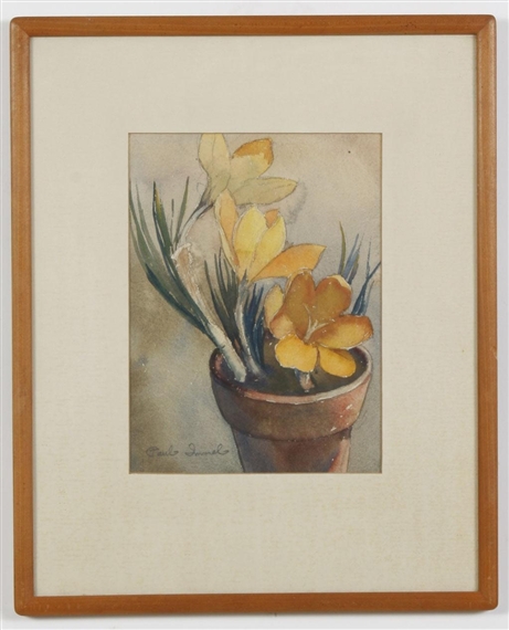 Still life of daffodils in clay pot by Paul Immel, Mid 20th century
