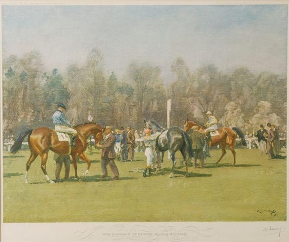 The paddock at Epsom, Spring meeting by Sir Alfred James Munnings