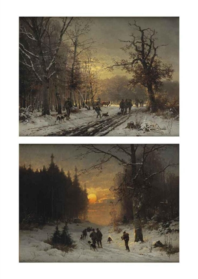 Hunters in the snow by Conrad Wimmer