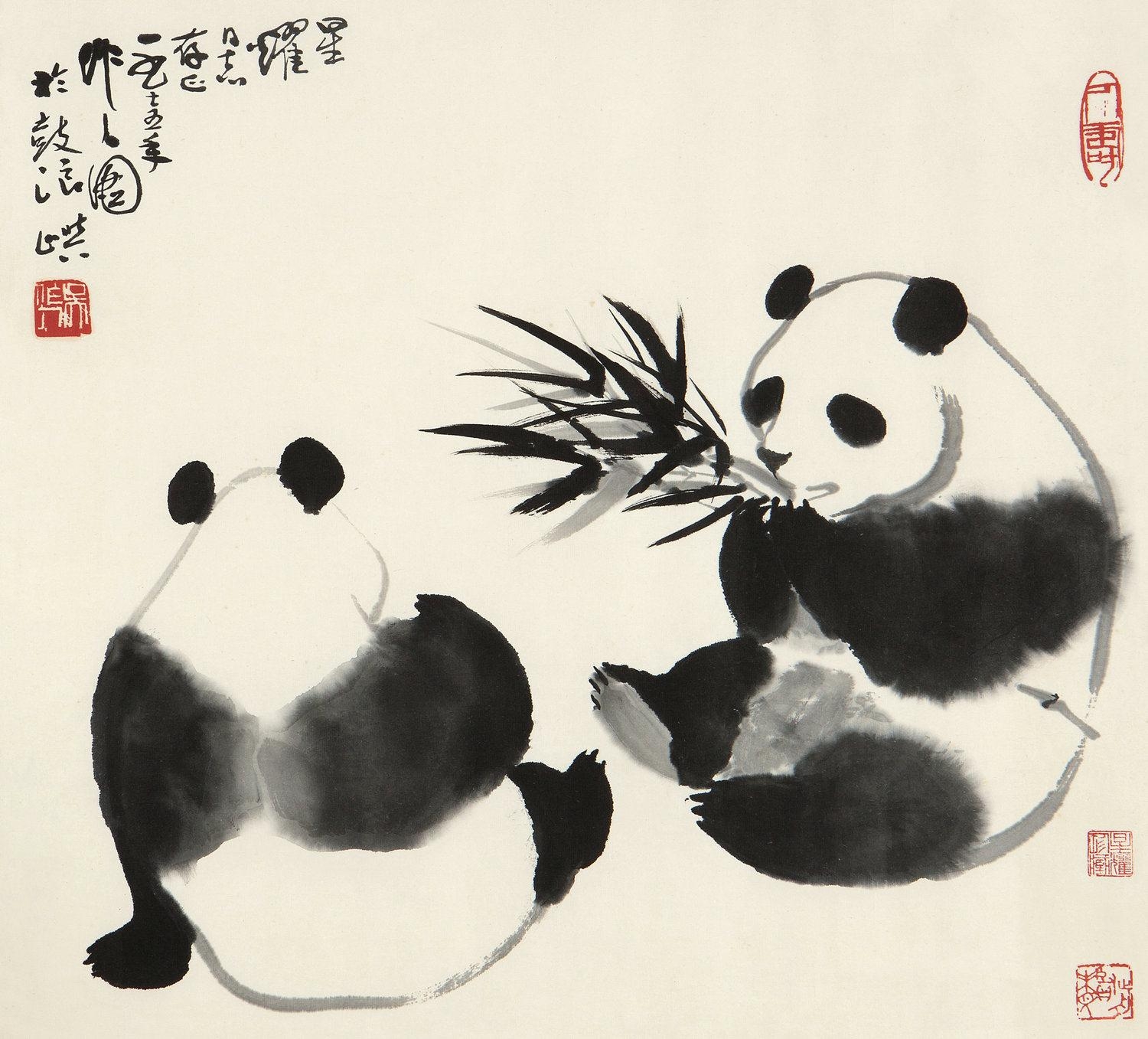 Панда в китайском стиле
